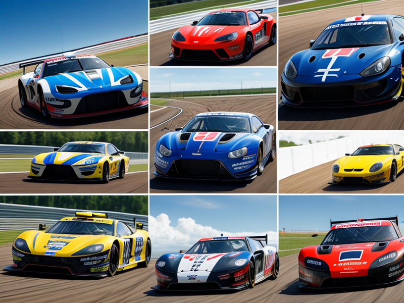 Collage of young racers with their vehicles, in action on the track. in Photorealism style