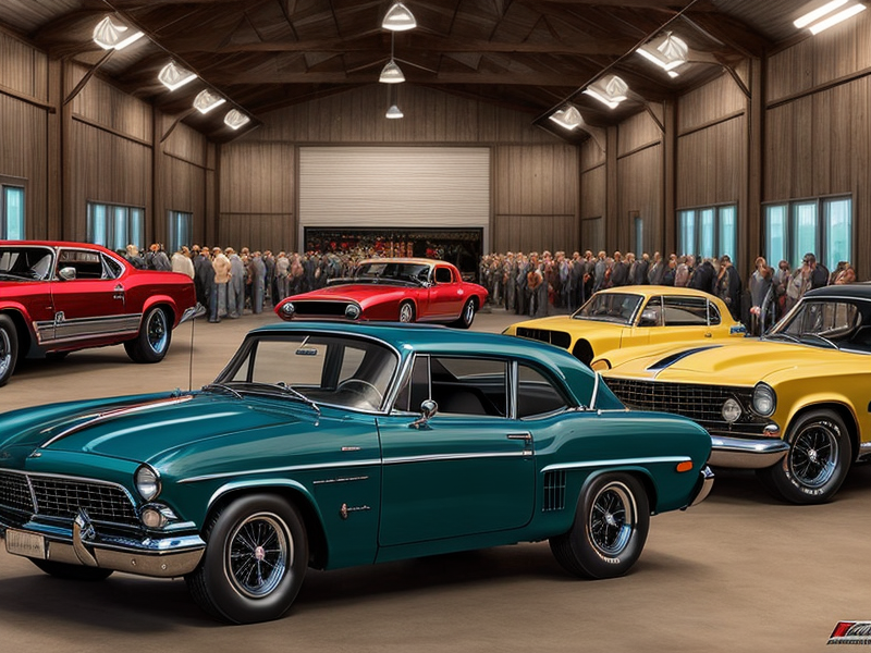 Restored classic cars ready for racing, showcased in Virginia settings.
 in Photorealism style