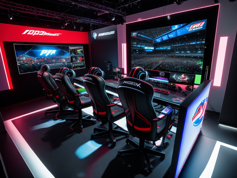 Esports racing setups featuring Virginia competitors, showing advanced gaming rigs.
 in Photorealism style