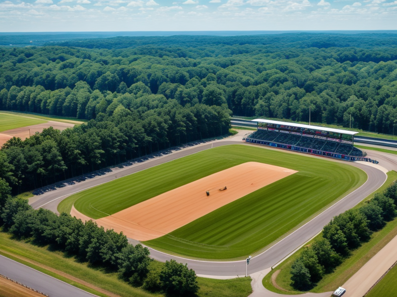 Drones flying over Virginia racetracks, capturing high-definition aerial footage.
 in Photorealism style