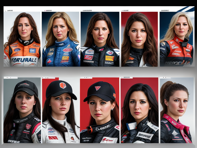 Portraits of women in Virginia motorsports, featuring various roles and achievements.
 in Photorealism style