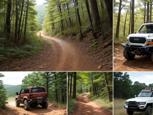 A collage of Virginia's off-road trails, featuring various terrains and vehicles.