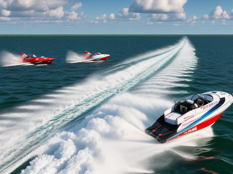Images of powerboats racing on Virginia waters. in Photorealism style