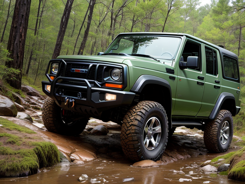 4x4 vehicles exploring off-road parks in Virginia, featuring various terrains and challenges. in Photorealism style